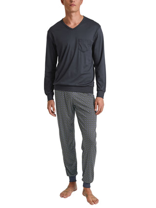 HERREN Pyjama mit Bündchen, anthrazit