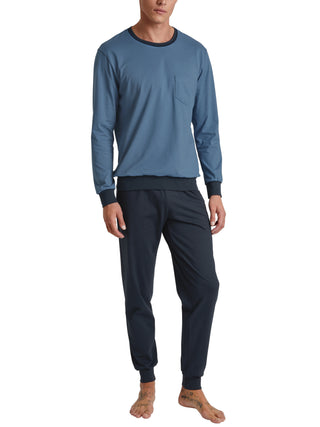 HERREN Pyjama mit Bündchen, coronet blue