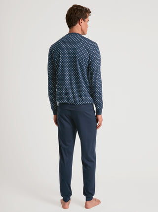 HERREN Pyjama mit Bündchen, storm blue