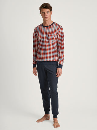 HERREN Pyjama mit Bündchen, ochre red