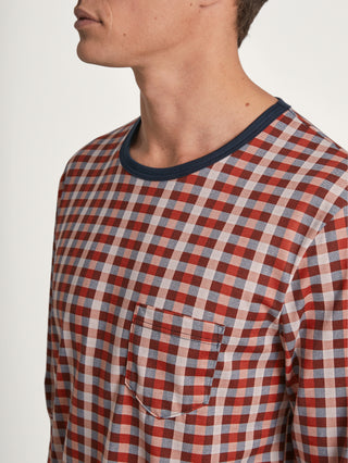 HERREN Pyjama mit Bündchen, ochre red
