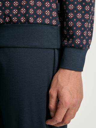 HERREN Pyjama mit Bündchen, dark sapphire