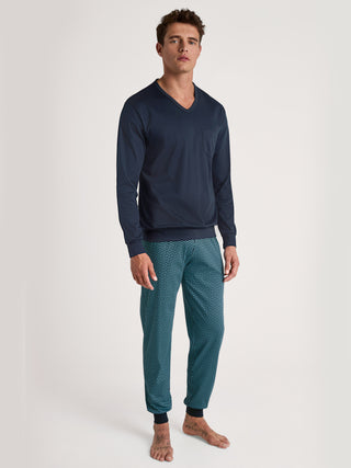 HERREN Pyjama mit Bündchen, bright blue