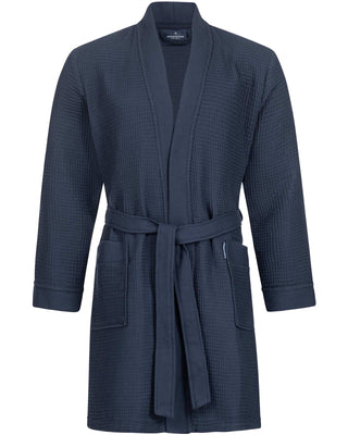 Morgenstern Bademantel Unisex Kimonokragen, Waffelpikee, Sascha, L: 100 cm, navyblau