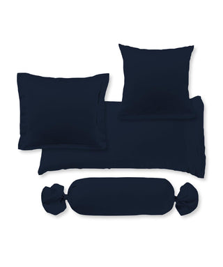 S-009100 | colours | fleuresse | Dunkelblaue Kissenhüllen aus Mako Satin |  6544 NACHTBLAU  | 100% Baumwolle | 4043202097832